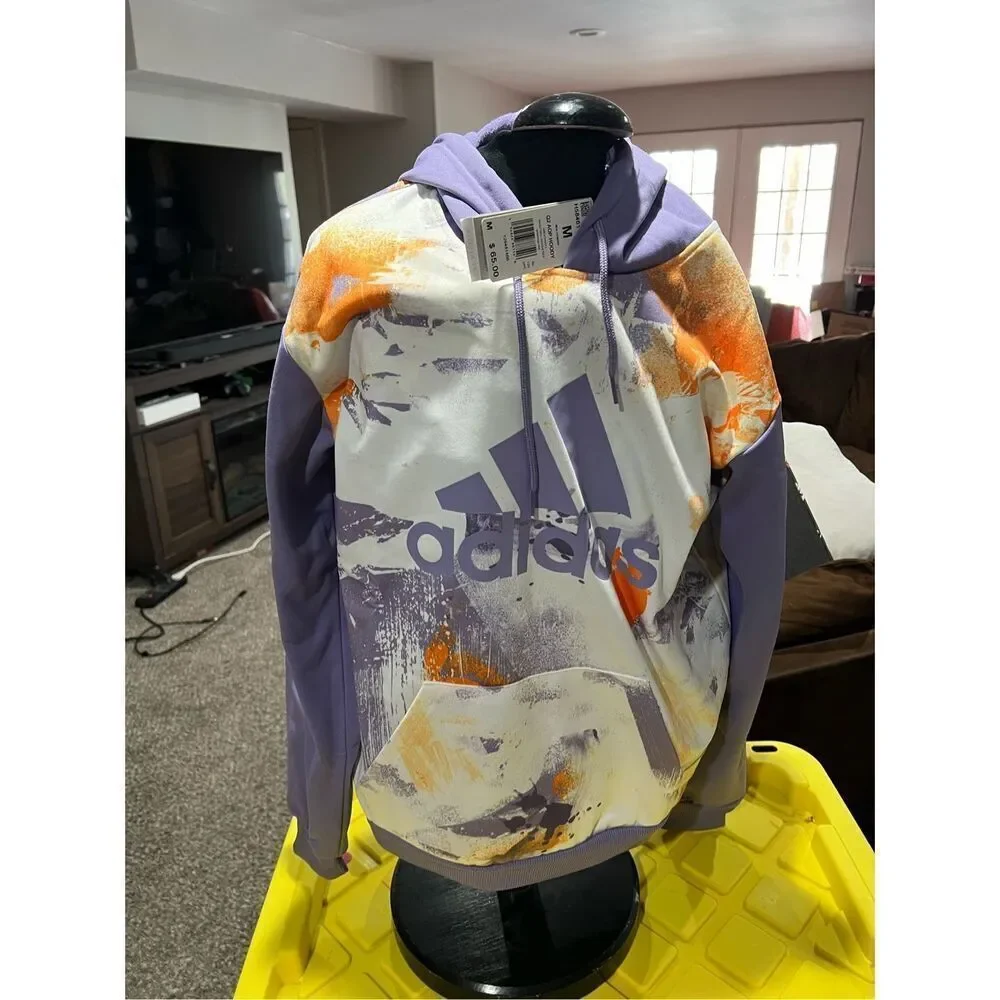 Adidas Men's Allover Print Basketball Hoodie Medium